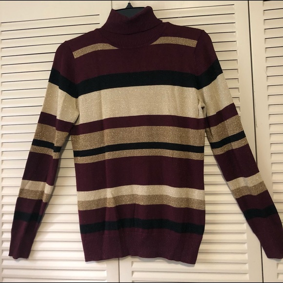 Joseph A NWOT Turtleneck Striped Sweater in size Medium - Picture 1 of 6